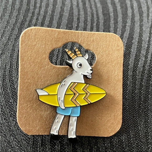 $5 bundled  Goat Surfing Enamel Pin - Picture 1 of 1